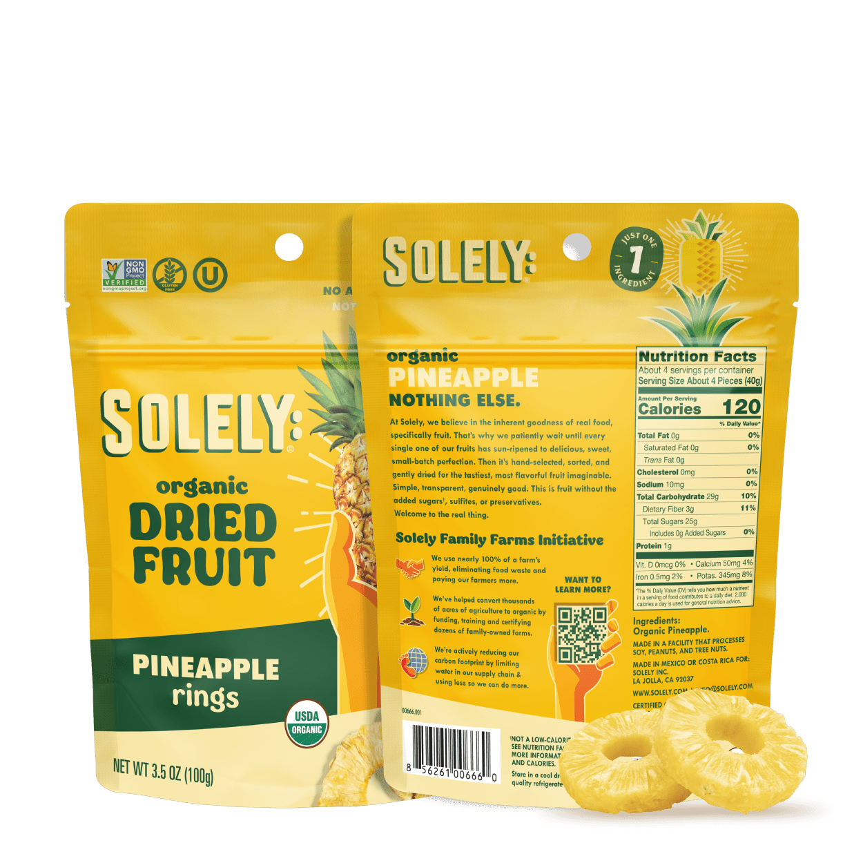 Organic Dried Pineapple Rings 3.5oz